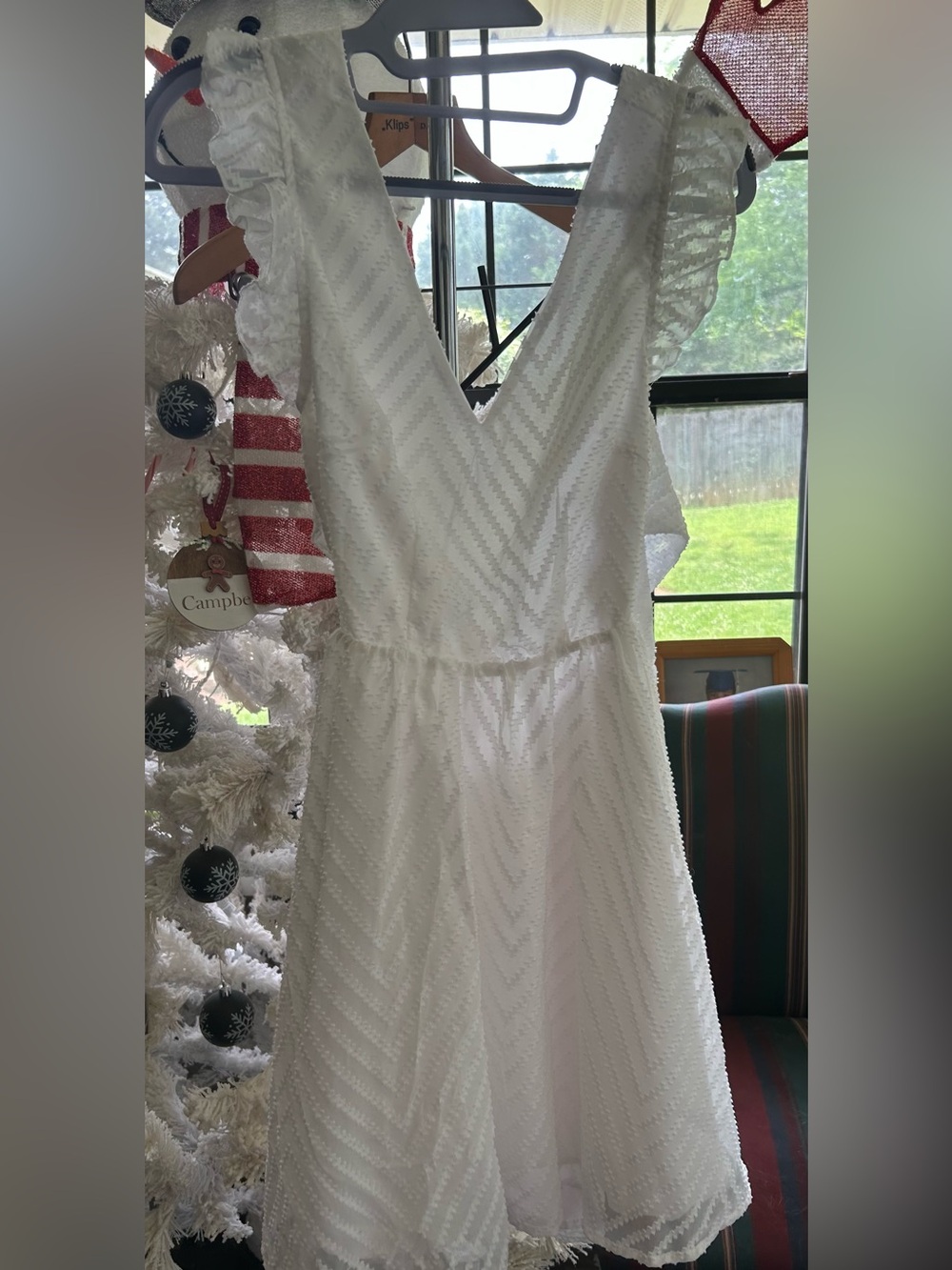 SHEIN Vcay Tie Backless Ruffle trim A-line White dress. XS US Size 2